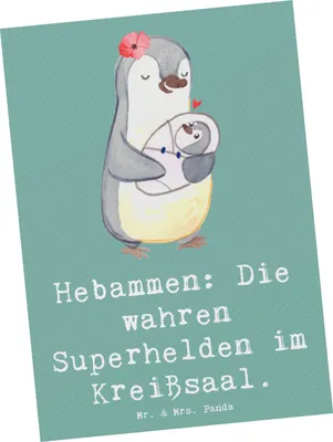 Produktbild von Mr. & Mrs. Panda Postkarte Hebamme Superhelden - Meeresbrise - Geschenk, kreative Geschenke, Hingabe, Berufsgestaltung, Beruf, Geburtsvorbereitung, Geburtshilfe, Wissen
