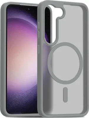 Obrázek produktu pro Magnetické pouzdro pro Samsung Galaxy S23, kompatibilní s MagSafe, matná průsvitná zadní strana, odolné proti nárazům Šedá