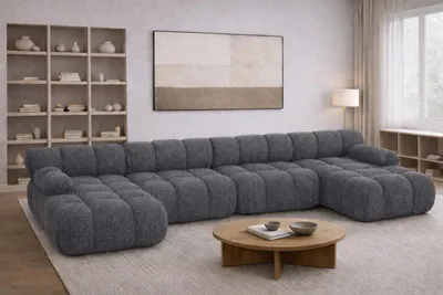 Produktbild von Kaiser Möbel Ecksofa U-Form XL, Stoff Bouclé Abriamo, Dunkelgrau, Selia U XL