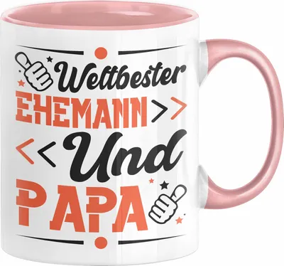 Produktbild von Ehemann und Papa Geschenk Tasse Jahrestag Geschenkidee Gag Joke Vatertag Geschenkidee von Sohn und Mama (Rosa)
