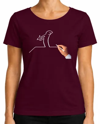 Imagen del producto de Camiseta para mujer, diseño "La Línea Osvaldo Cavandoli Balum Strichmännchen", color burdeos, talla M