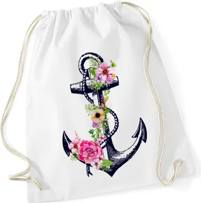 Produktbild von Turnbeutel Blumen Anker Ethno Boho Hipster Beutel Tasche Gym Bag Watercolour
