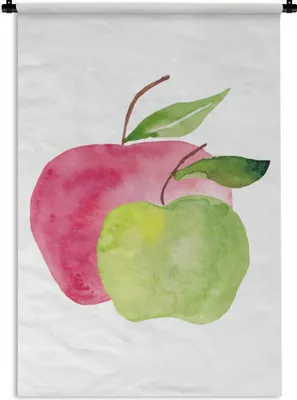 Produktbild von MuchoWow® Wandteppich Wandbehang Äpfel - Aquarell - Weiß 120x180 cm Tapisserie Dekoration Wandtuch - Schlafzimmer - Dekorationen für das Haus