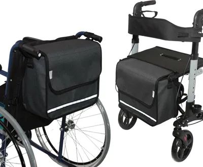 Produktbild von SENIORI Rollator / Rollstuhl Tasche Rollatortasche Rollstuhltasche 3F. Grau - Flex