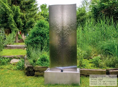 Produktbild von KÖHKO® Wasserwand "Libro" mit LED-Beleuchtung Höhe ca. 122 cm Wasserspiel mit Edelstahlbecken 23007S