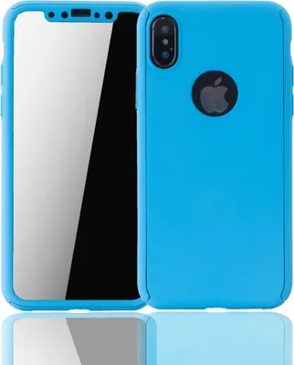 Produktbild von Handyhülle Schutzhülle für Apple iPhone XS Full Case Cover Displayschutz 360 Blau