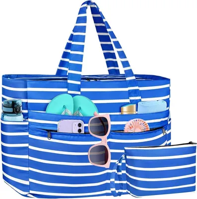 Produktbild von WACCET XXL Strandtasche mit Reißverschluss, Wasserdicht, Faltbar