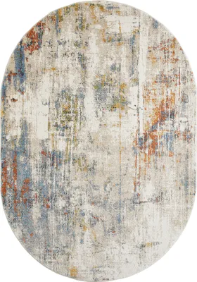 Produktbild von Kurzflorteppich 160 x 230 cm Beige-Blau modern abstraktes Muster Eckig Oval Wohnzimmer Schlafzimmer
