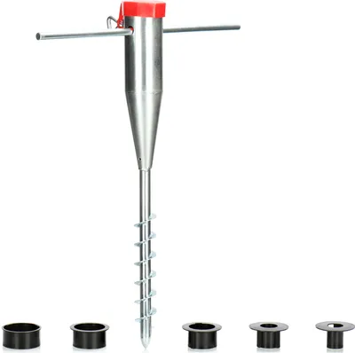 Produktbild von com-four® Sonnenschirmhalter aus Stahl - Bodenhülse für den Garten - Standfuß für Schirme und Wäschespinnen - Schirmständer mit Eindrehstange - Erdspieß, Stockdurchmesser: 25 - 60 mm