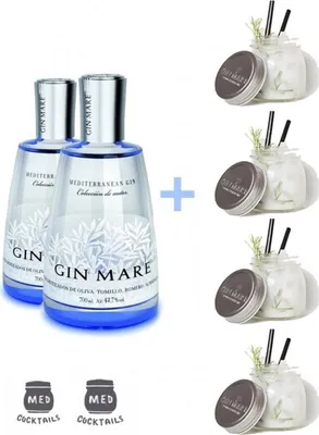 Produktbild von Pack 2 Botellas Gin Mare + 4 Tarros Med Cocktails Genf Spanien 140 cl 42.0 %