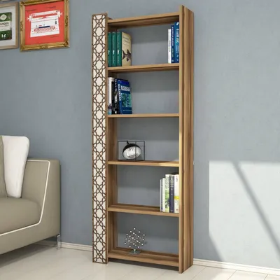 Immagine prodotto di Skye Decor, City - Walnut, Cream, libreria, noce, 100 % MELAMIN COATED SLIPBOARD, 64,6 x 24,2 x 170 cm