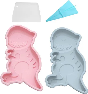 Obrázek produktu pro 6palcové silikonové formy na dort, 2 kusy, novinky na pečení chleba, dortů a koláčů, velké formy na čokoládu, cukroví, DIY formy na výrobu pryskyřice (dinosauři)