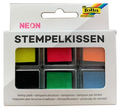 Produktbild von folia 30182 Stempelkissen Set NEON, 6 Stück farbig sortiert