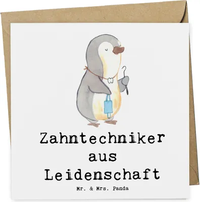 Produktbild von Mr. & Mrs. Panda Grußkarte Zahntechniker Leidenschaft - Weiß - Geschenk, Klappkarte, faltkarte, doppelkarte, anlasskarte, Glückwunschkarte