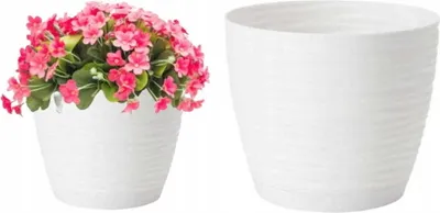 Zdjęcie produktu dla Plastikowa doniczka z podstawą biała 12,7x11,8 cm