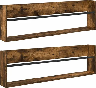 Produktbild von vidaXL Magazinregal mit Regal 2 pcs Geräucherte Eiche 100 x 12 x 30 cm