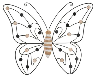 Immagine prodotto di Mauro Ferretti Pannello in ferro e legno Butterfly, 39,5x1,5x33,5 cm