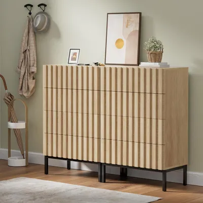 Obrázek produktu pro Komoda se zásuvkami, sada 2 kusů, rozměry 120 x 34,5 x 92 cm, barva: přírodní
