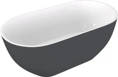 Produktbild von Polysan REDUTA Freistehende Badewanne, Gussmarmor 150x75x58cm, Weiß/Anthrazit matt