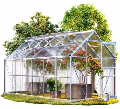 Produktbild von GARDEBRUK® Aluminium Gewächshaus 7,2m² mit Fundament 380x190cm inkl 4 Dachfenster Treibhaus Garten Frühbeet Aufzucht 11,73m³
