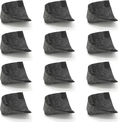 A grid of 12 identical gray felt furniture leg protectors.