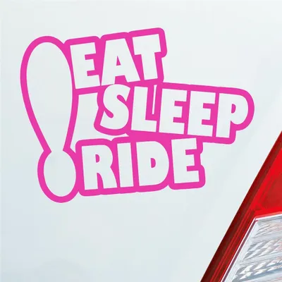 Produktbild von Auto Aufkleber Eat sleep ride Tuning Spruch 12x9 cm Pink Sticker Heckscheibenaufkleber