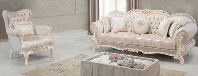 Produktbild von Casa Padrino Luxus Barock Wohnzimmer Set Hellrosa / Weiß / Gold - 2 Sofas & 2 Sessel & 1 Beistelltisch - Wohnzimmer Möbel im Barockstil - Edel & Prunkvoll
