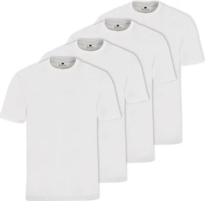 Produktbild von hajo Herren T-Shirt, 4er Pack - Basic, Kurzarm, Rundhals, Baumwolle, uni Weiß M