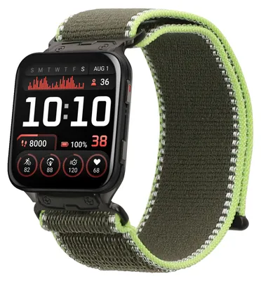 Produktbild von kwmobile Armband kompatibel mit Garmin Venu X1 - Nylon Fitnesstracker Sportarmband Band in Grün - Innenmaße von 14 - 22 cm
