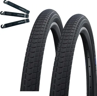 Image de 2 x Schwalbe Big Ben Pneu vélo K-Guard TwinSkin SBC Noir 50-584 (27.5 x 2.00") avec démonte-pneu maxxi4you