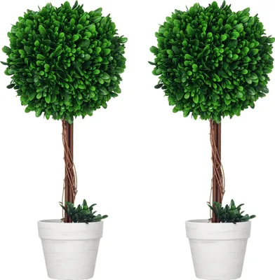 Image de HOMCOM Plantes artificielles, lot de 2 plantes artificielles résistantes aux UV, buis de 60 cm