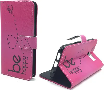 Produktbild von Handyhülle Tasche für Handy Samsung Galaxy S7 Be Happy Pink
