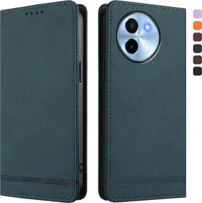 Image de Etui pour Vivo Y38 5G, étui rétro en cuirPolyuréthaneavec support et fentes pour cartes de crédit Vert