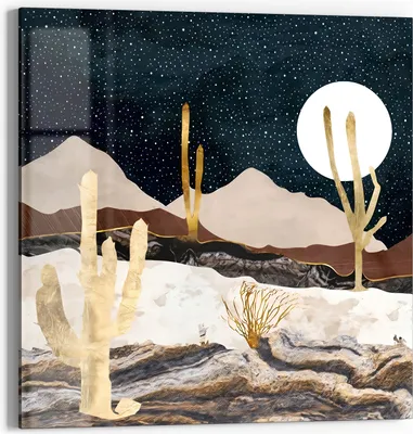 Produktbild von DEQORI Glasbild Echtglas 30x30 cm 'Wüstennachtzauber' Wandbild Bild modern Deko