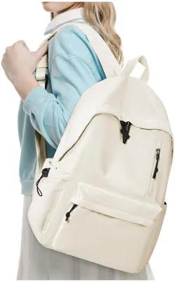 Produktbild von Wasserdichte Schultasche Laptop Rucksack Beige Damen Herren