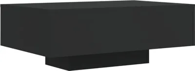 A black coffee table on a white background.