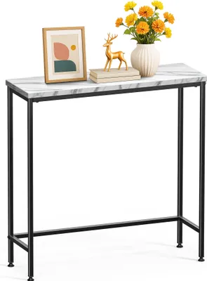 Produktbild von VOUNOT® Schmaler Konsolentisch Flurtisch aus Metall und MDF, Industrie-design 75×24×75 cm, Weiß