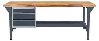 Produktbild von ADB Werkbank  anthrazitgrau, lichtgrau 3 Schubladen 200,0 x 75,0 x 85,0 cm