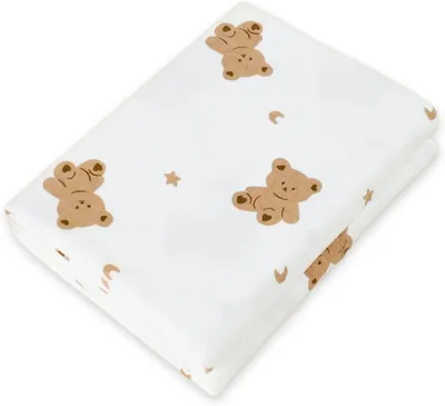 Productafbeelding van Babydeken met berenprint, 85x85 cm, 100% katoen, geschikt voor de kinderwagen
