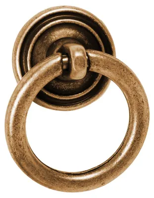Productafbeelding van Meubelknop, ringvormig, van zinkmetaal (zamac), diameter 32 mm, antiek koperkleurig, set van 36 stuks