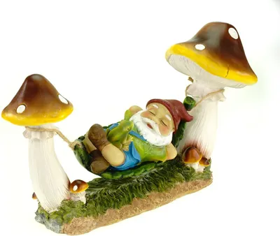 Produktbild von Gartenzwerg auf Pilz Hängematte 38 cm Gnom Figur Gartenfigur Zwerg