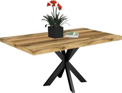Produktbild von Esstisch Elgin 1 210x80x100 Metall+Holzwerkstoff Schwarz/Plankeneiche