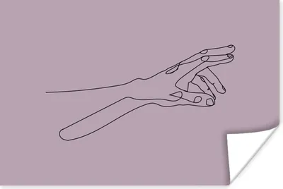 Produktbild von MuchoWow® Poster Hand - Strichzeichnung - Lila 180x120 cm - Fotoplakat