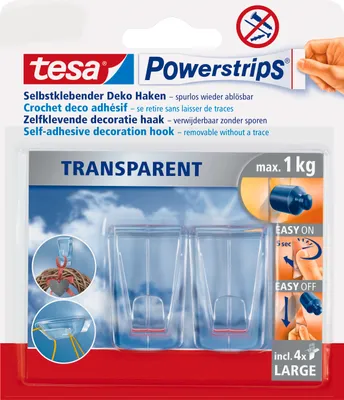 Produktbild von tesa Klebehaken selbstklebend Haken Powerstrips Wandhaken ohne Bohren Klebenagel