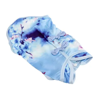 Obrázek produktu pro Pes Cheongsam Flower Satin Clothes,Pes kostým Tang Suit,Pes Cheongsam Satin Dress,Pes Qipao Costume,Čínský styl oblečení pro psy,Oblečení pro domácí zvířata