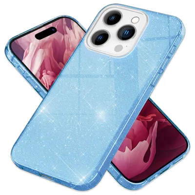 Obrázek produktu pro Třpytivé pouzdro pro iPhone 15 Pro Max Hybrid Bling Case Silicone Mobile Phone Case Bag Blue