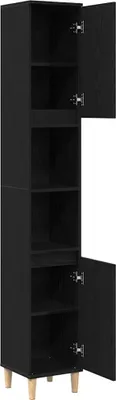 Produktbild von vidaXL Badezimmerschrank mit Tür Schwarz Eichen-Optik 30 x 30 x 190 cm