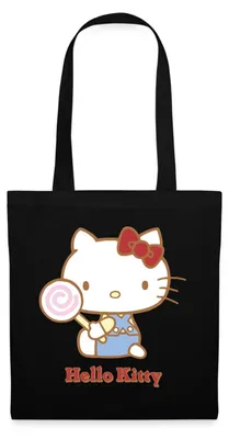 Produktbild von Spreadshirt Hello Kitty Mit Lollipop Stoffbeutel, One size, Schwarz