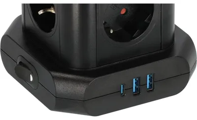 Productafbeelding van Brennenstuhl 1153560010, stekkerdoos met 8 stopcontacten, 2x USB-A, 1x USB-C, zwart