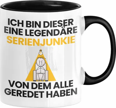 Produktbild von Serienjunkie Geschenk Tasse Lustige Geschenkidee Geburtstag für Serienjunkie Ich Bin Dieser Legendäre Serienjunkie Von Dem Alle Geredet Haben Kaffee-Becher (Schwarz)